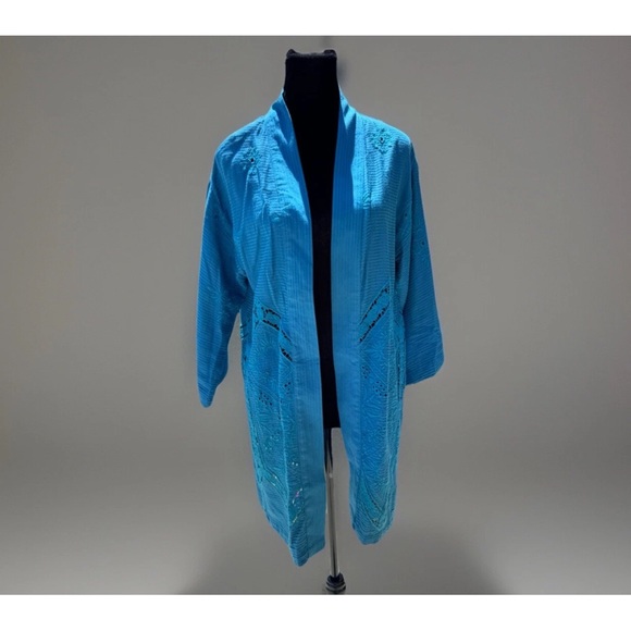 Soft Surroundings Nightingale Topper Sz S Blue Resort Beach Swim Cover Boho - Picture 1 of 10